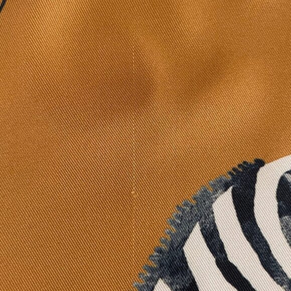 Love & Lore Zebra Print 100% Poly Square Playful Scarf Butterscotch Blk Cream - Picture 6 of 7